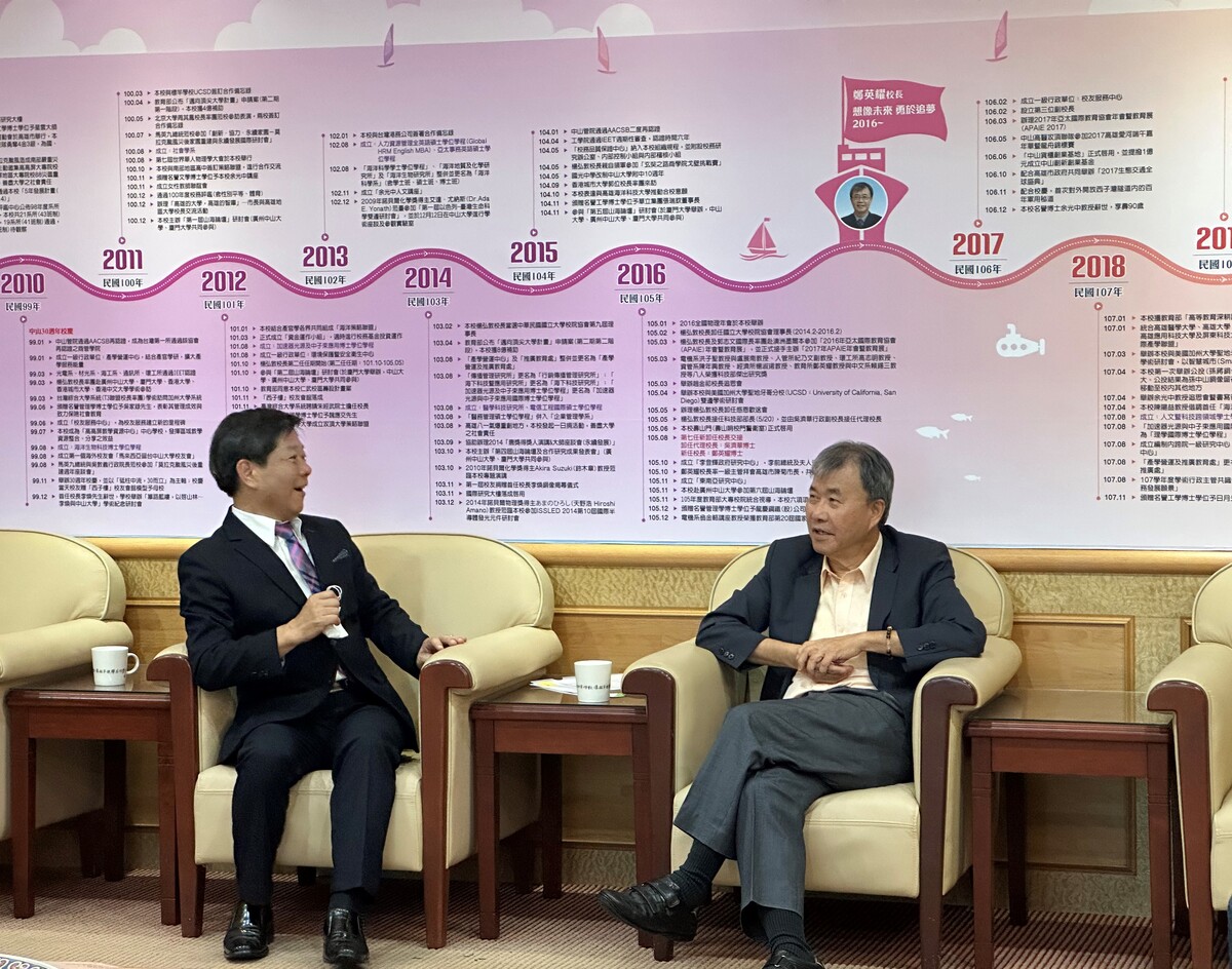 鄭英耀校長（右）與黃金山館長討論(另開新視窗/jpg檔)圖片