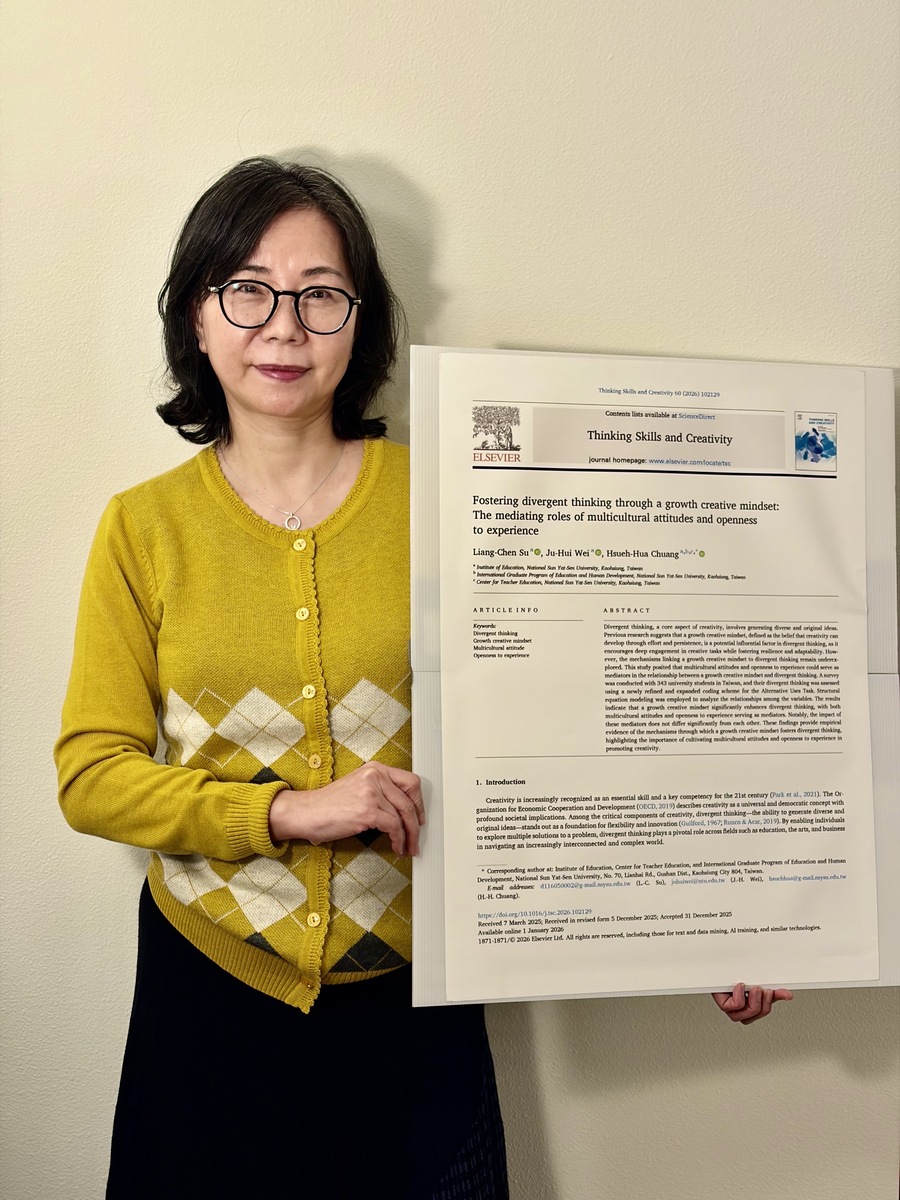 國立中山大學教育研究所特聘教授莊雪華最新研究結果發現，相信創意可透過努力發展的人，更傾向接納異質文化、勇於探索新奇經驗，也更有創新創造力。(另開新視窗/jpg檔)圖片