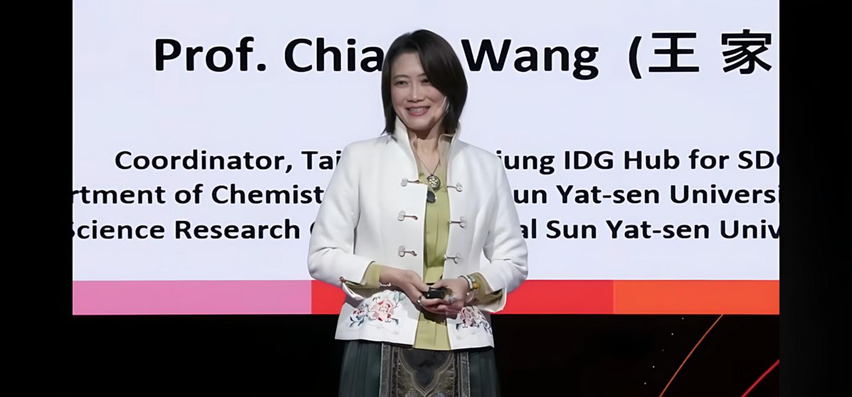 國立中山大學氣膠科學研究中心主任王家蓁，代表亞洲於2025年瑞典斯德哥爾摩舉行的「內在發展高峰會」發表實例演說，活動吸引數千名線上參與者同步觀看。(另開新視窗/png檔)圖片