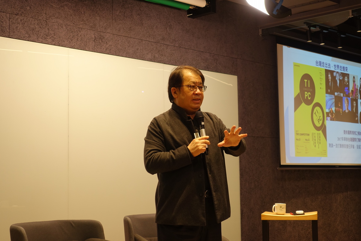 朱宗慶分享「JPG擊樂實驗室」創新精神。(另開新視窗/jpg檔)圖片