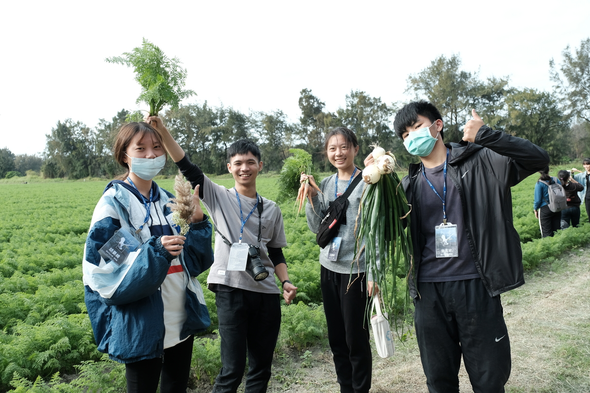 在看天田農場體驗農家樂,摘取隔日成果發表所需要料理的有機食材。
